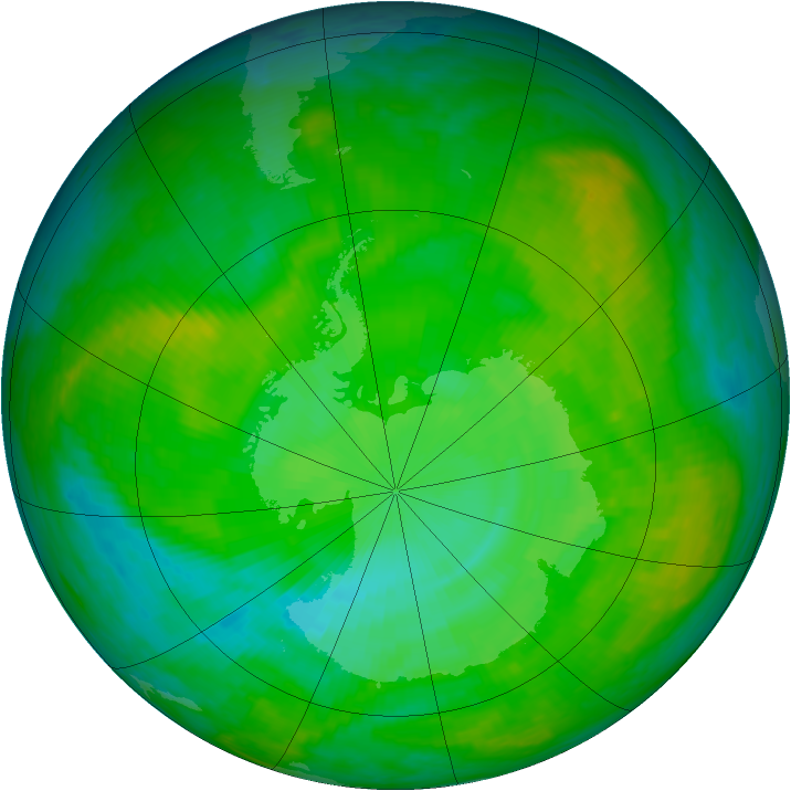 Antarctic ozone map for 06 December 2002